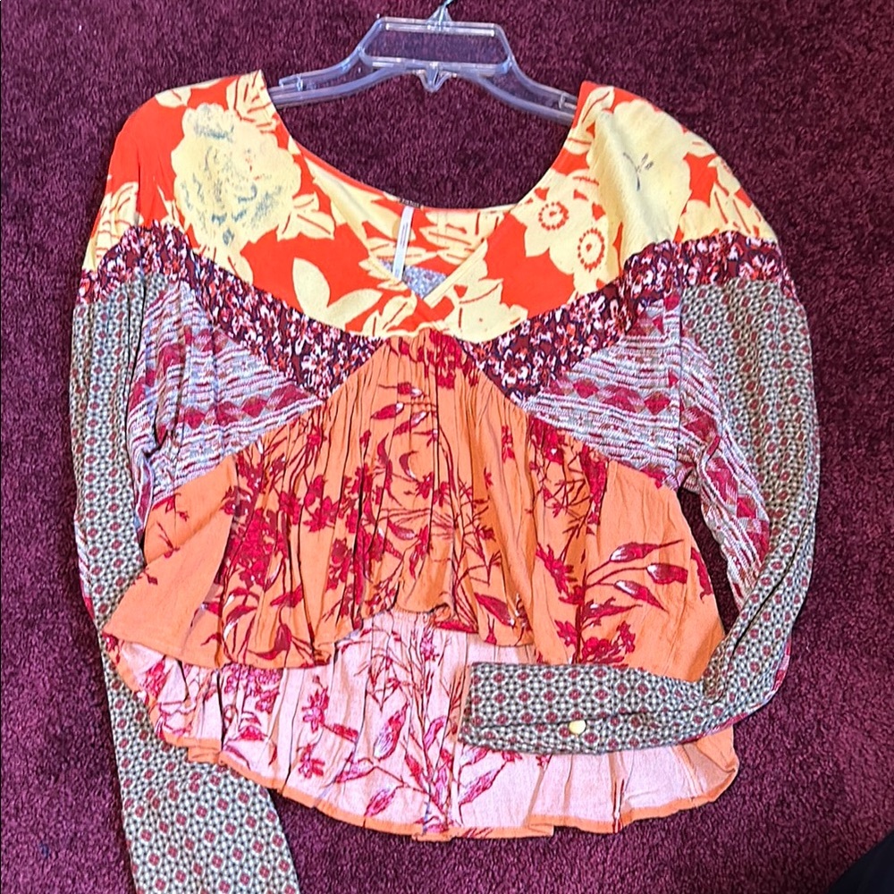 Floral Patchwork Women's Top - Multicolor - Free People XS